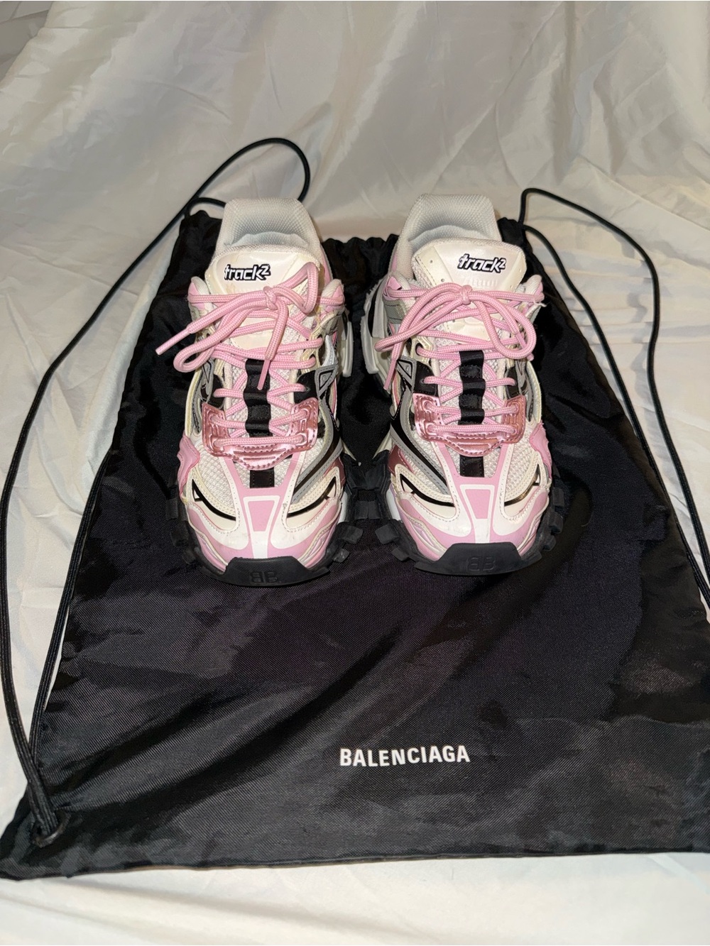 Balenciaga Women’s Pink, White and Black Track Sneakers